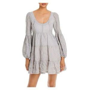 Cinq à Sept Rose tiered mini dress in a striped blue and white cotton blend